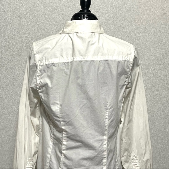 RE-5 100% Organic Cotton Woman White Long Sleeve Button Down Shirt Size M - Picture 6 of 12